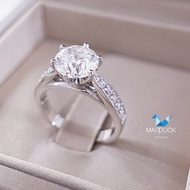 Madduckjewels 925 CZ Silver Ring/Moissanite/Lab Grown Diamond Rhodium Plated Wedding RG2026