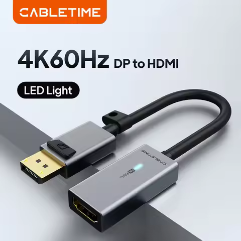 CABLETIME DP to HDMI Adapter 4K/60Hz Video DisplayPort to HDMI Converter for Laptop PC DP to HDMI Ad