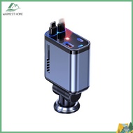 High-speed 4-in-1 Retractable Car Charger USB-C USB-A 12V 24V _warm