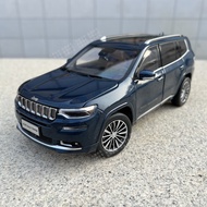รถโมเดลโลหะรุ่นเล็ก 1/18 ยี่ห้อ Jeeps Grand Commander ของเล่นตัวอย่างสำหรับผู้ใหญ่ รถ SUV สไตล์อเมริ