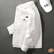 【Ready Stock】 jaket jeans lelaki bomber jacket men High-end white denim coat men spring and autumn c