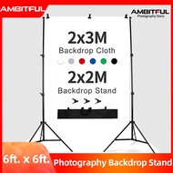 AMBITFUL Photo Video Studio 2 x 2m or 200cm x 200cm or 6ft. x 6ft Heavy Duty Background Stand Backdrop Support System Kit with Carry Bag for Photography