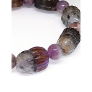 Auralite 23 Bracelet 9 Tails Fox Engraved | Attract Wealth Love Luck | Healing Crystal Jewelry