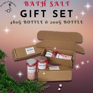 Gift set 480g+200g Bath Salt for Body /Foot Soak /Scrub /Rendam Kaki | Himalayan Pink Salt | Epsom Salt | Essential Oil