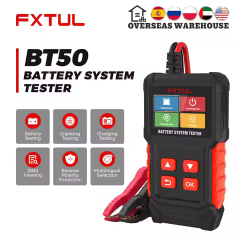 FXTUL BT50 12V Motorcycle Battery Tester Analyzer CCA BCI 2-300AH Cranking Charging Scanner Digital 