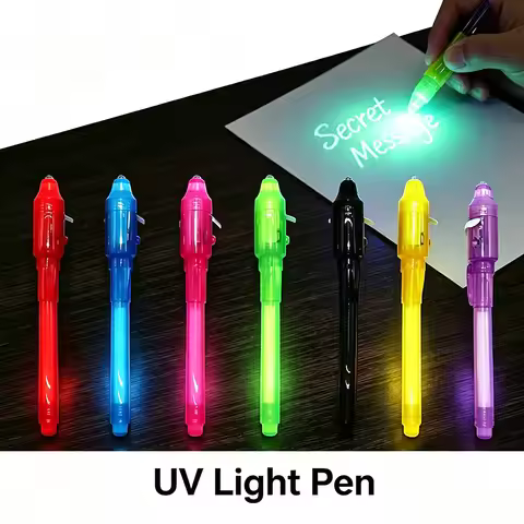 7 PCS Invisible Ink Pen with Light Invisible Pen Magic Pen Highlighter Markers Funny Glitter Pens SG