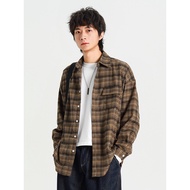 Afraid of Born American vintage Casual Brushed Plaid Shirt Men Women Retro Loose Commuter Long-Sleev