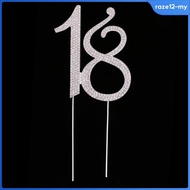 [RazecaMY] Crystal Rhinestone 18th Cake Topper Anniversary Birthday Party Decor Silver