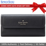 Kate Spade Wallet In Gift Box Long Wallet Rosie Large Flap Wallet Pebbled Leather Black # KB014