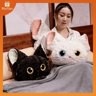 German Curly Cat Pillow Quilt, Two-in-One, Desk Chair Sofa Cushion Backrest, 40cm Doll, 100x170cm Bl