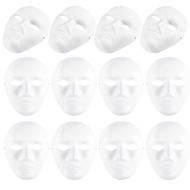 White Mask12Pcs Halloween Full Face Mask Blank DIY Mask Dance Cosplay Party Plain Masquerade Paper M