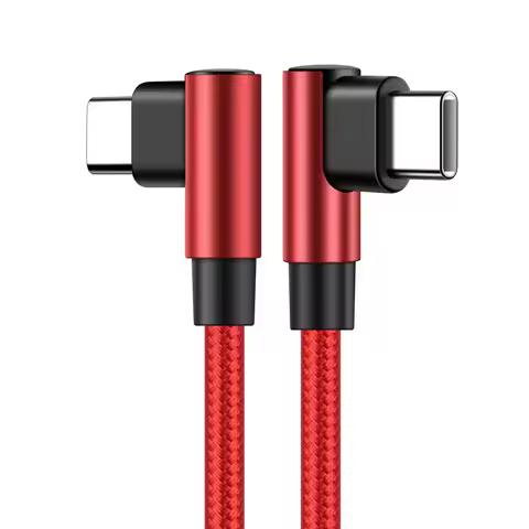 90 Degree Elbow Type-c Cables 20V 3A 60W PD Fast Charging USB C To Type C Nylon Braided Cable 0.2m 0