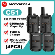 【4PCS】Motorola Walkie Talkie 10KM C51 mini 9800mAh high capacity radio Outdoor 5W 16 Channels UHF wa