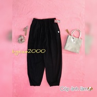 Alibaba plain black linen pants with pockets (length 98cm) seluar perempuan pants women