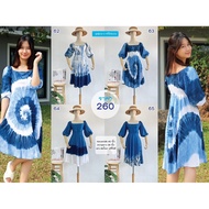 Minimalist Dress Indigo Tie-Dye Work HandMade