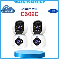 Camera Wifi Vitacam 2 mắt trong nhà C602C-6M Camera kép 2 mắt, góc nhìn rộng, đàm thoại 2 chiều - HÀ