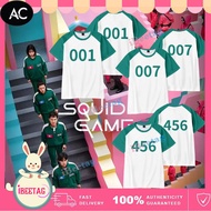 AC Squid Game Green 456/001/333 T-shirt Halloween Cosplay Costume Short Sleeve Unisex Netflix Tee Sh
