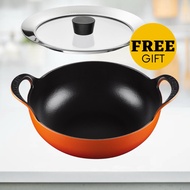 Le Creuset 24cm Balti Dish Cast Iron Volcanic with FREE Glass Lid