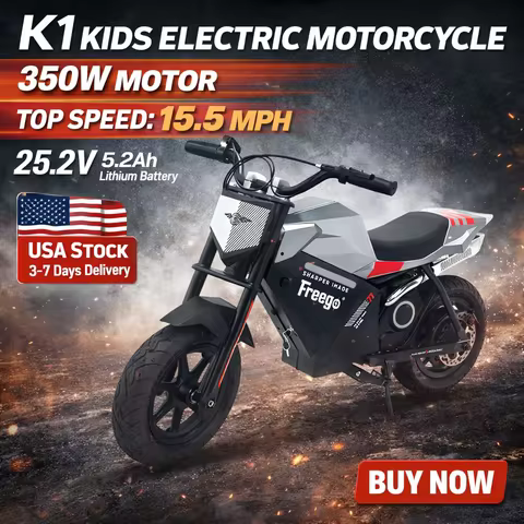 Freego K1Electric Dirt Bike with Rear Hub Motor 15.5MPH Speed 10 Miles Range Electric Motorcycle for