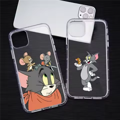T-Toms-And-J-Jerry Phone Case For Iphone 15 11 13 14 Pro Max 7 8 Plus X Xr Xs Max Se2020 12mini Tran