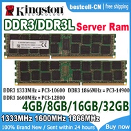 Kingston หน่วยความจำ DDR3L DDR3 4GB 8GB 16GB 32GB 64GB หน่วยความจำ1333MHz 1600MHz 1866MHz 2RX4อีซีซี