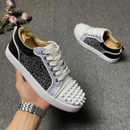 2025 Low-Top Casual Sneakers Red-Soled Rhinestone Willow Studs Breathable Spirit Guy Trendy Sneakers