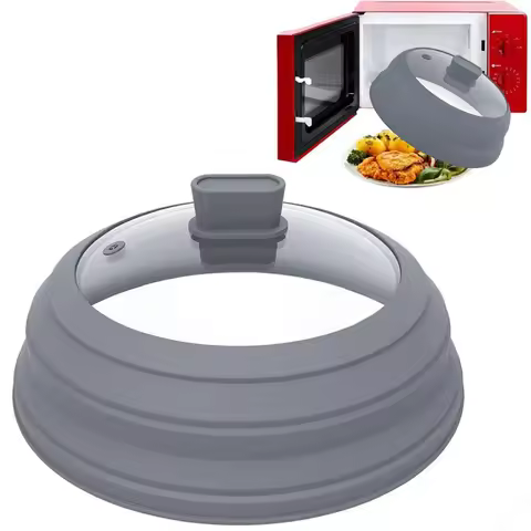 Microwave Splatter Cover Glass Cover 10.5 Inches Foldable Plate Cover 9 Inches Silicone Splash Guard