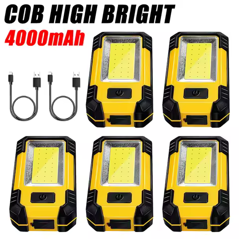 1-5PC COB Worklight USB Rechargeable LED Flashlight Power Bank 18650 Portable Camping Lamp with Magn