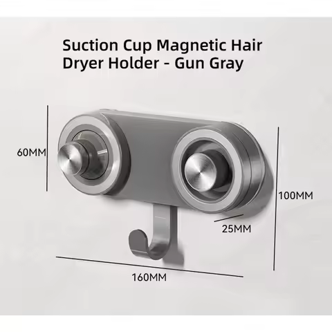 New Magnetic Hair Dryer Holder with Suction Cup Wall Rack for Home Bathroom No Drilling Needed Dyson