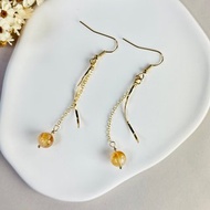 奶蓋黃水晶 天然水晶耳環/ 可改夾式/開運招財 增加財運 幸運