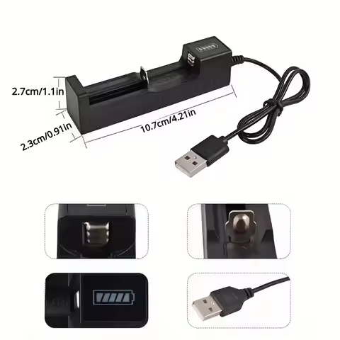 Dual 18650 Battery Charger Black 1 2 Slots For 18650 Lithium Battery 42V Rechargeable Charger For La