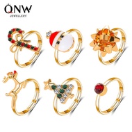 Christmas Tree Ring 6-Piece Set Oil Drip Opening Adjustable Ring Bracelet