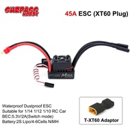 SURPASS 45A 35A 60A กันน้ำวงจร ESC ไร้ถ่าน T/ XT60ปลั๊กเครื่องควบคุมความเร็ว2-3S สำหรับ1/10 1/12 1/1