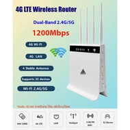 4G Wifi Router ใส่ Sim ปล่อย Wi-Fi 1200Mbps 5G/2.4G รองรับ 3G/4G ,CAT4 Turbor Fast Speed 4 เสา Dual Band