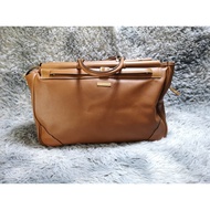 Mila Schon Brown Smooth Leather Zipper Closure  Weekend Bag