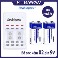 [Combo] Bộ Sạc pin tiểu AA/AAA pin 9V sạc nhanh Doublepow DP-D03 và 02 viên pin vuông sạc lại 9V 280
