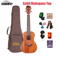 Acouway solid mahogany ukulele concert 23" Ukulele ukelele solid mahogany top Italy Aquila