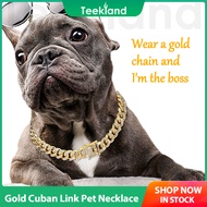 Teekland Rhinestone Dog Chain Collar Luxury dog Metal Strong Gold Cuban Link Dog Necklace Mass Rap H