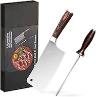 Lilymeche Concept Meat Cleaver Knife(7 Inch-7CR17MOV) Stainless Steel Professional Butcher Knife, Er