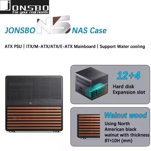 JONSBO N5 NAS Case supports ITX/M-ATX/ATX/E-ATX motherboards ATX PSU Use North American walnut solid