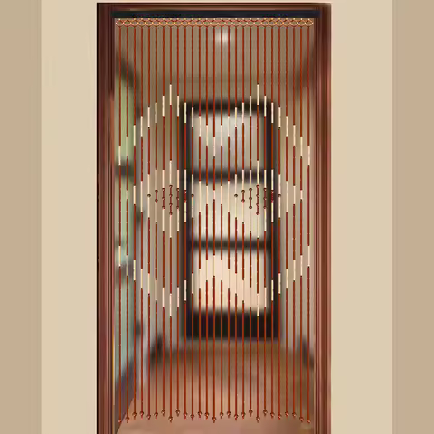 Beaded Door Curtain with 27 Strands for Space Division and Vintage Decor, 3x5.74ft, 3.31lbs Varnishe