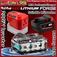 OEM Battery M18 Milwaukee FUEL RED FORGE Bateri Charger Inverter 200W Power Bank Bluetooth Speaker