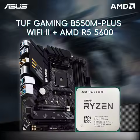 AMD R5 5600+ASUS TUF GAMING B550M-PLUS WIFI II Motherboard Wi-Fi 6 M-ATX 24.4cm x 24.4cm