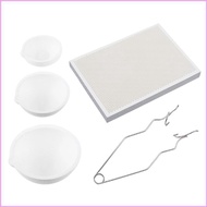 INF Set of 5 Quartz Crucible Melting Set Small Melting Crucible Bowl Set with Soldering Board Tongs 