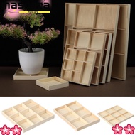 Storage Wooden Box Multi Grid Plant Pot Stand Divided Drawer Bonsai Holder