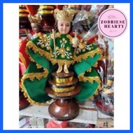 ✧ ▥ ⭐ Wooden Green Santo Niño De Cebu Statue Figurine Senior Sto Nino