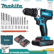 Makita 36v cordless hand drill two lithium batteries large capacity high-power electric drill fastener furniture installation multi-function screwdriver power tool set