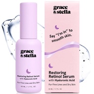 grace & stella Retinol Serum for Face with Hyaluronic Acid (50ml/1.7 fl oz) - Restoring Retinol Hyal