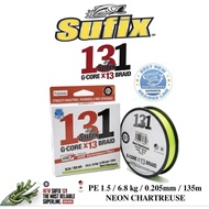LINE SUFIX 131 NEON CHARTREUSE PE/, 150YDS 135 Meter/
