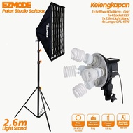 Bright - Ezmode Studio Lighting Stand 4 Lamps + 4 Socket Softbox 60X80Cm Grid